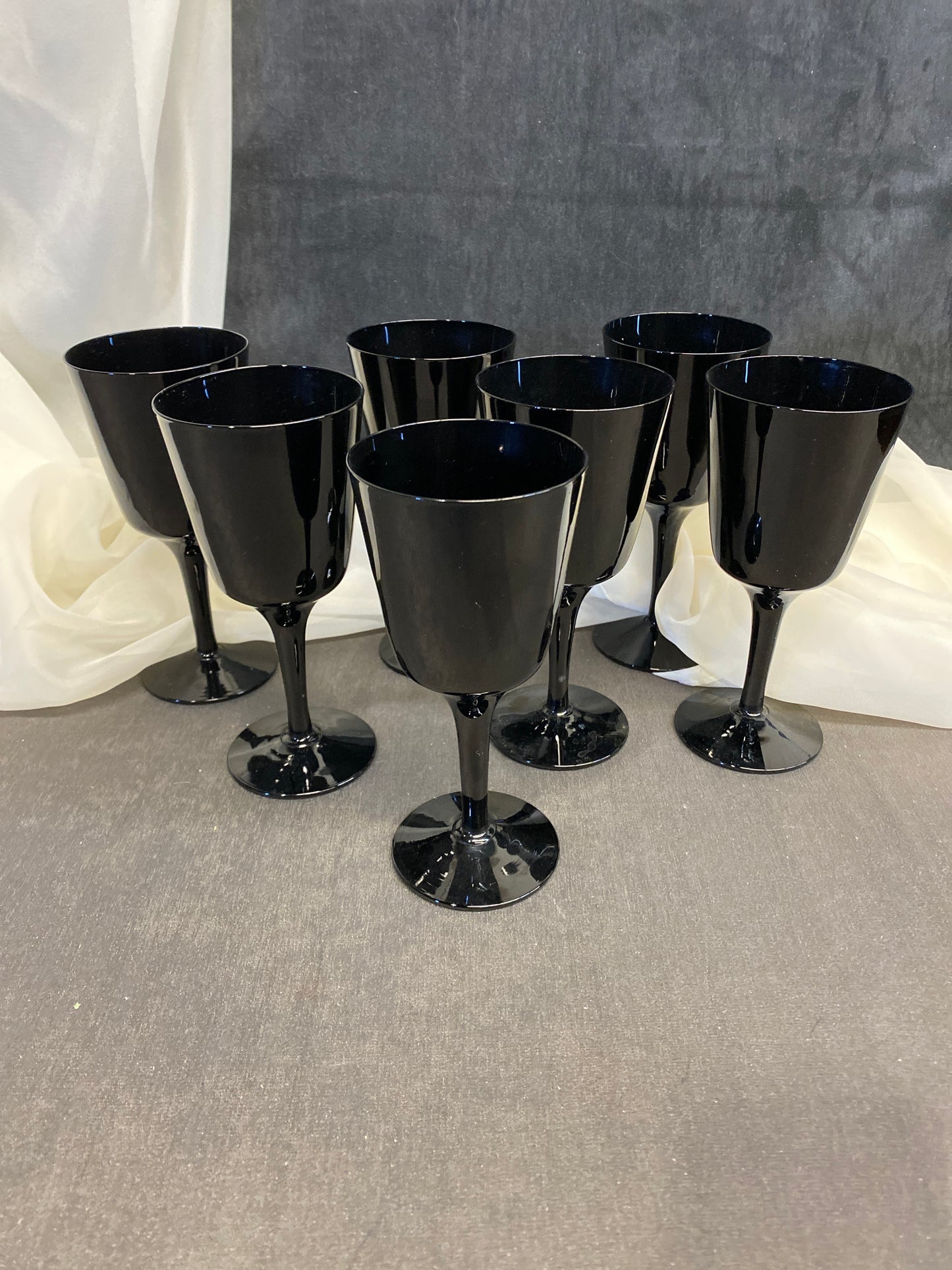 SET 7 Black Wine Glasses