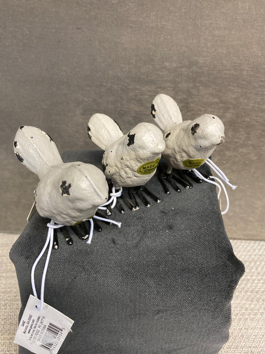 New! SET 3 Tiny Iron Birds - Grey