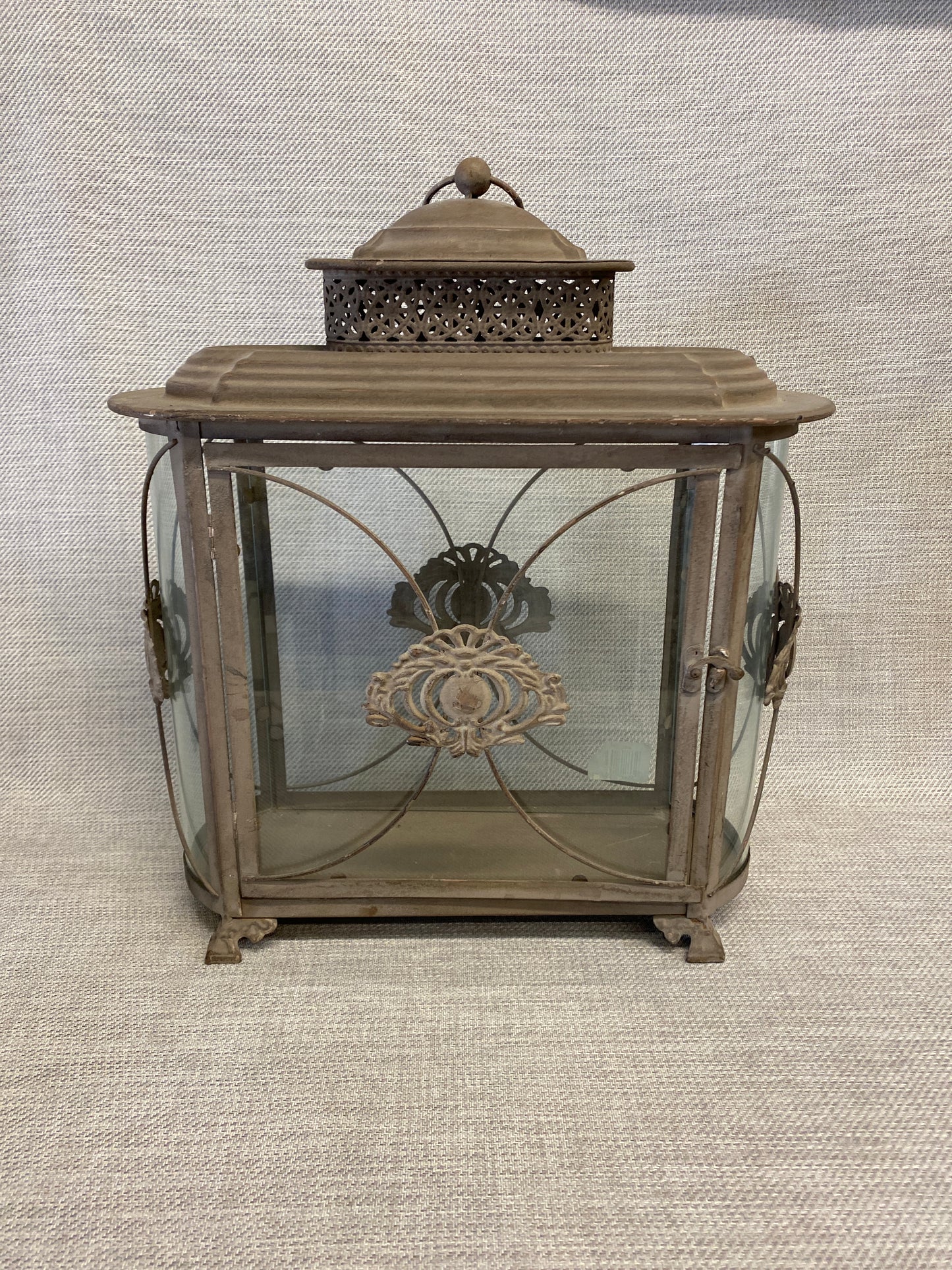 Ornate Candle Lantern - Metal & Glass