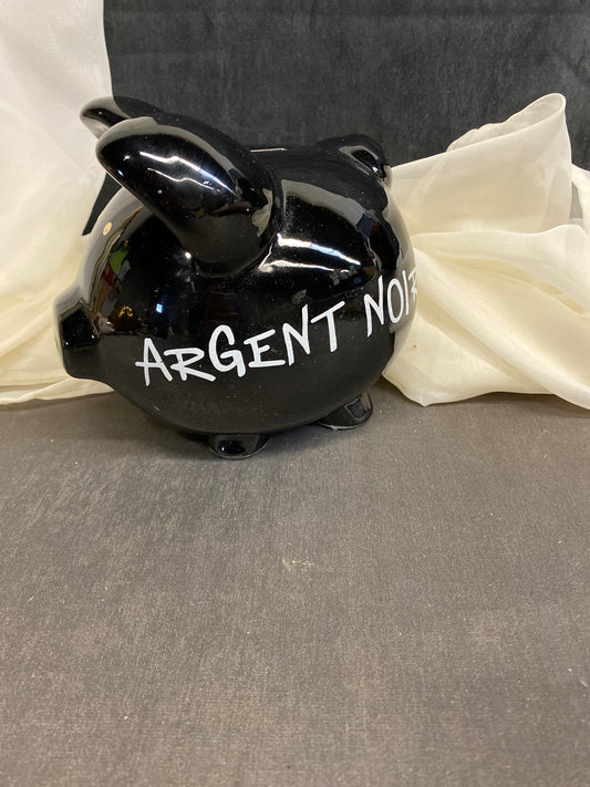 Black Piggy Bank "Argent Noir"