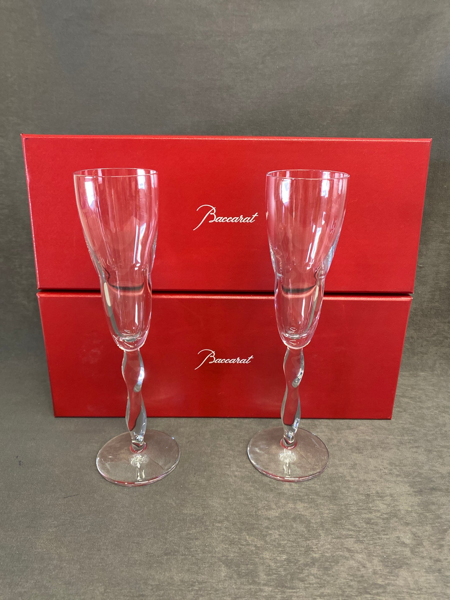 PAIR Baccarat "Stream" Champagne Flutes