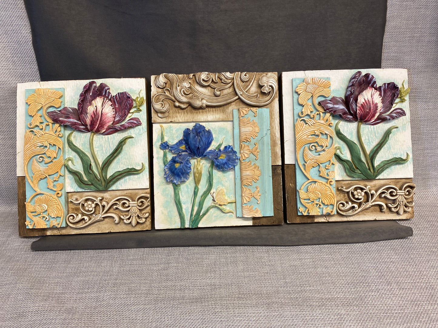 SET 3 Floral Wall Plaques