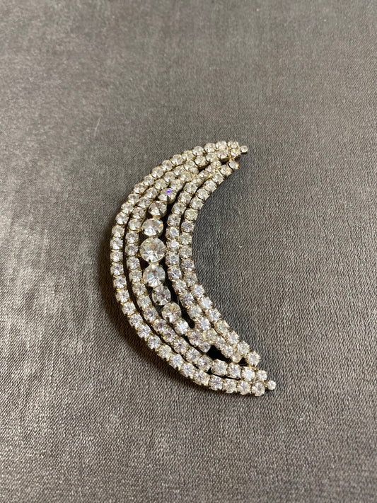 Rhinestone Brooch - Cresent Moon