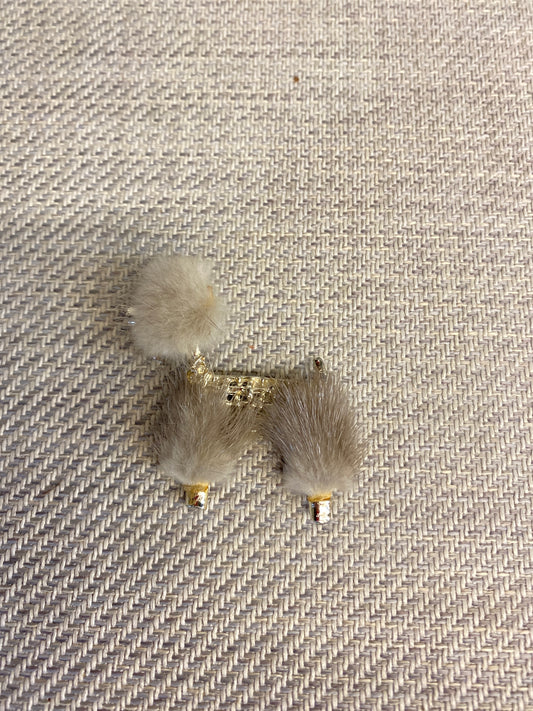 Vintage Brooch - Fur Poodle