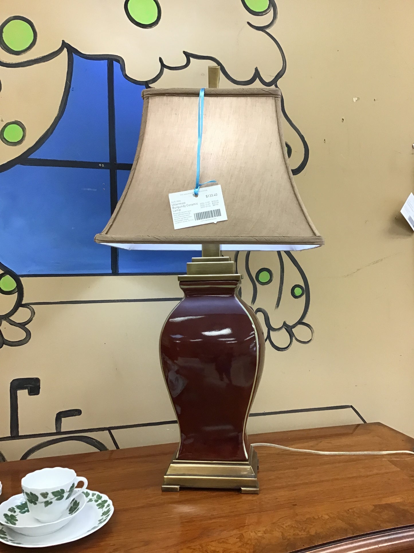 Uttermost Burgundy Ceramic Lamp