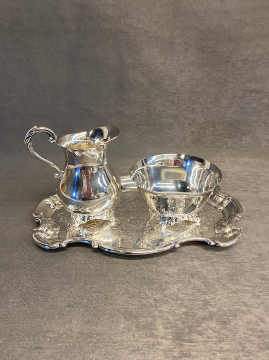 Silverplate Cream Sugar & Tray