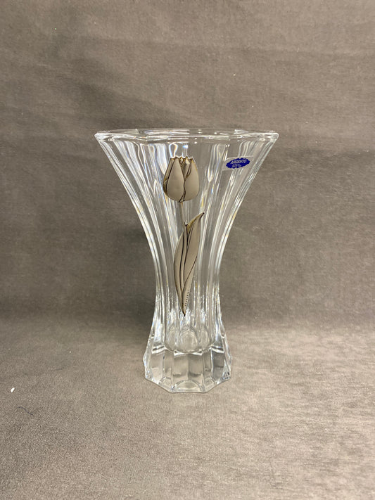 Argento Crystal Vase - Silver Tulips