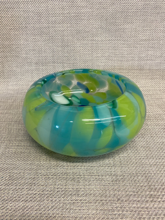 Polish Art Glass Bowl - Blue & Green