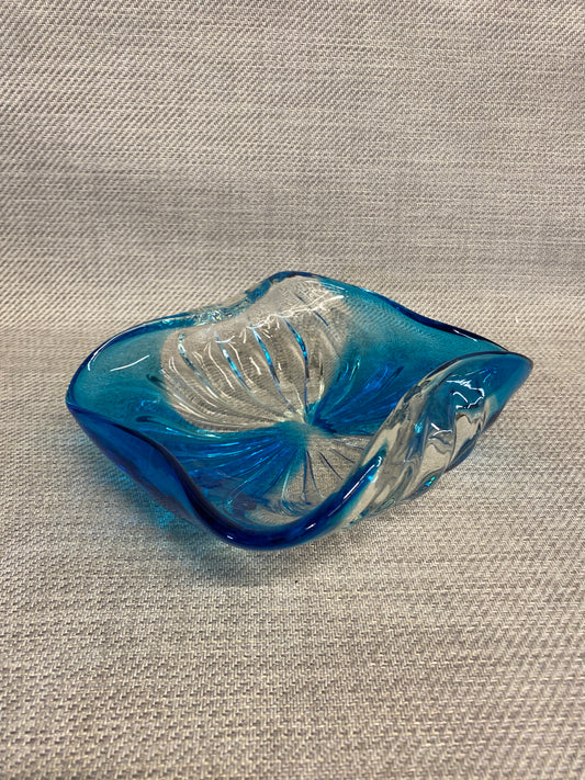 Art Glass Dish - Blue & Clear