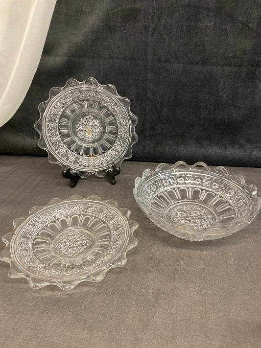 3PC Vintage Pressed Glass