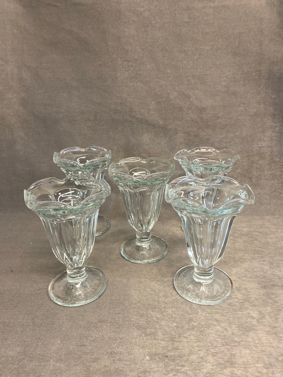 Set 5 Soda Fountain Glasses - Ruffle Edge