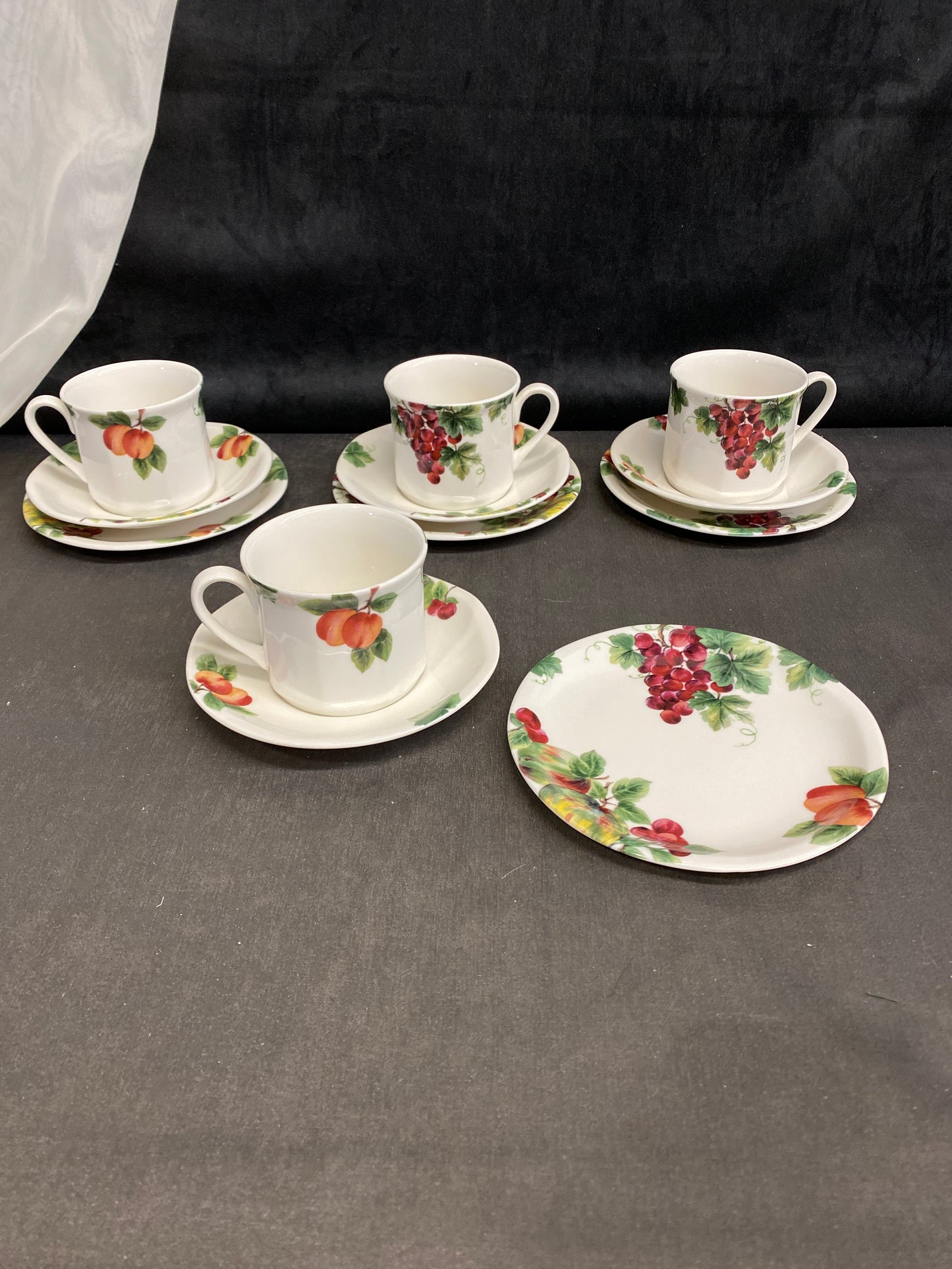 Set 4 Royal Doulton "Vintage Grape" Trios