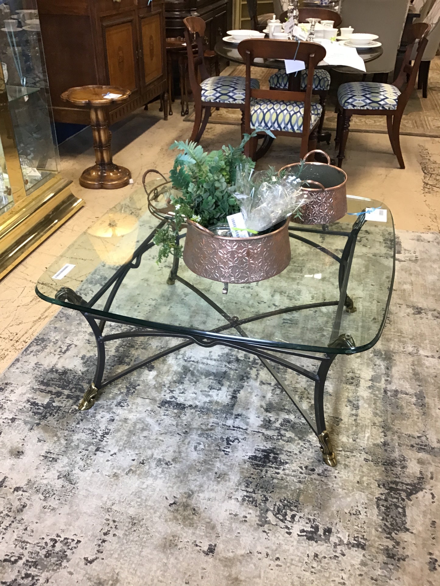 Glass/Iron Coffee Table
