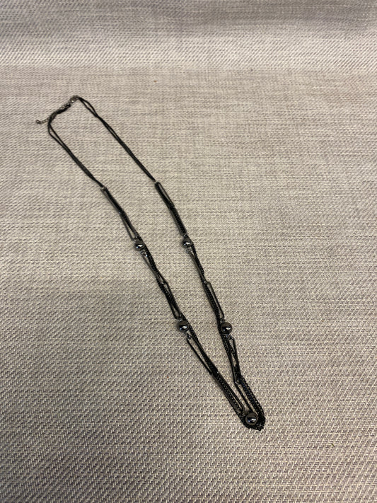 2 Strand Chain Necklace - Black