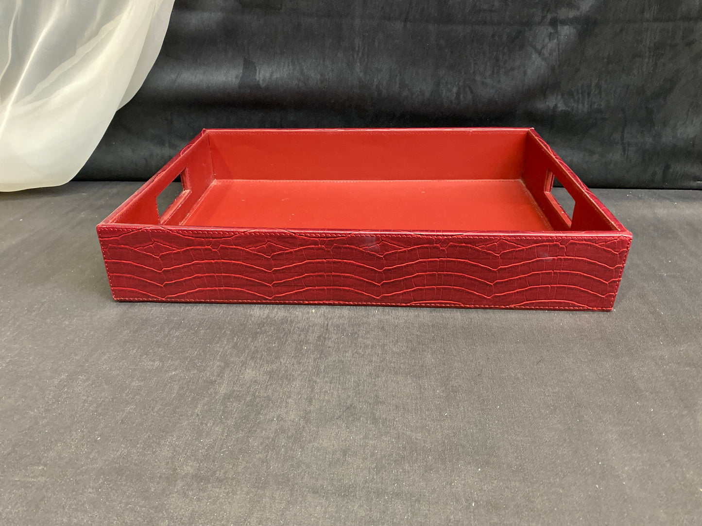 Red Faux Leather Serving Tray