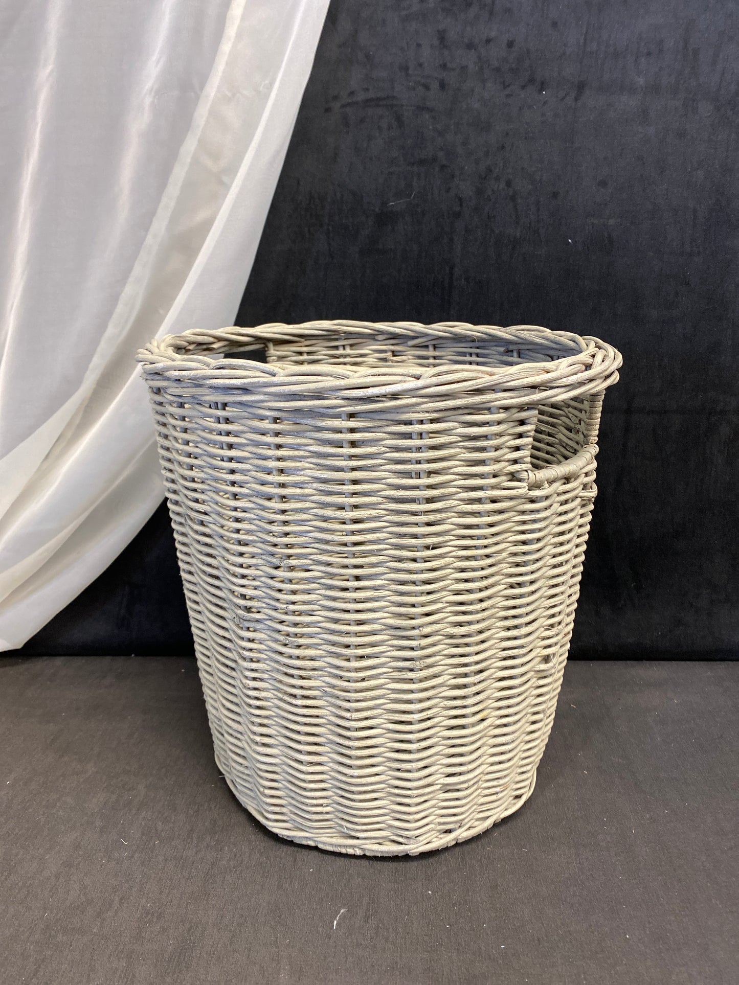 Wicker Waste Basket - Grey