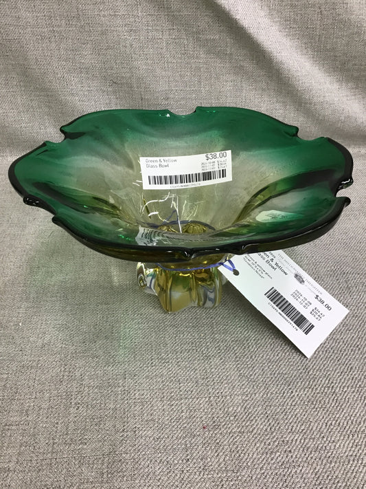 Green & Yellow Glass Bowl