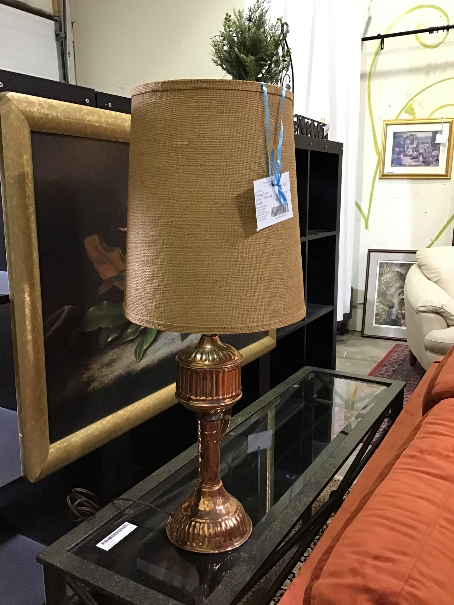 Vintage Table Lamp - Stamped Copper