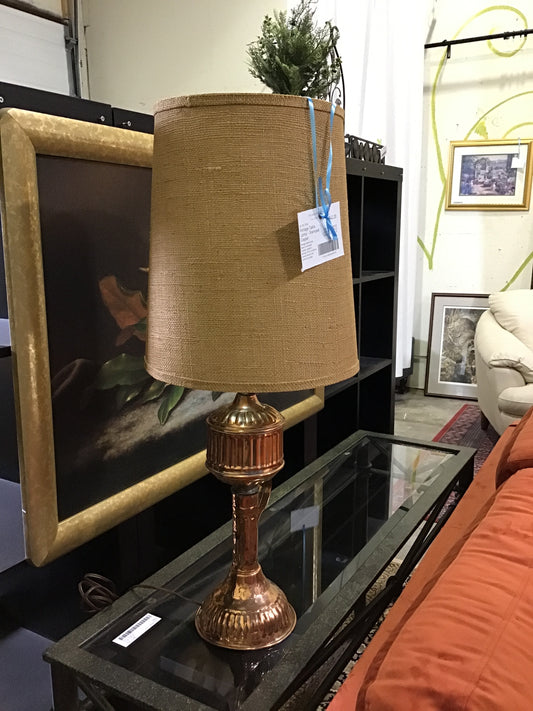 Vintage Table Lamp - Stamped Copper