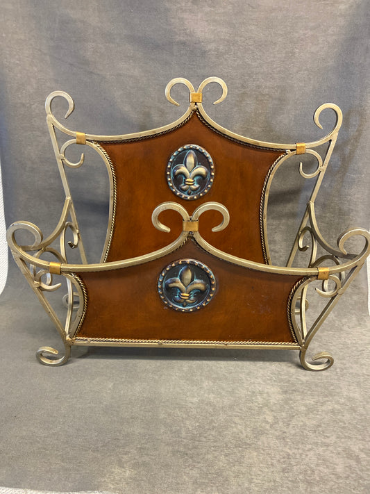 Metal Magazine Rack - Fleur de Lis