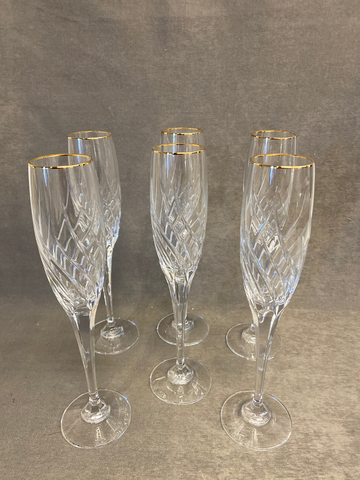 Set 6 Mikasa Crystal Champagne Flutes