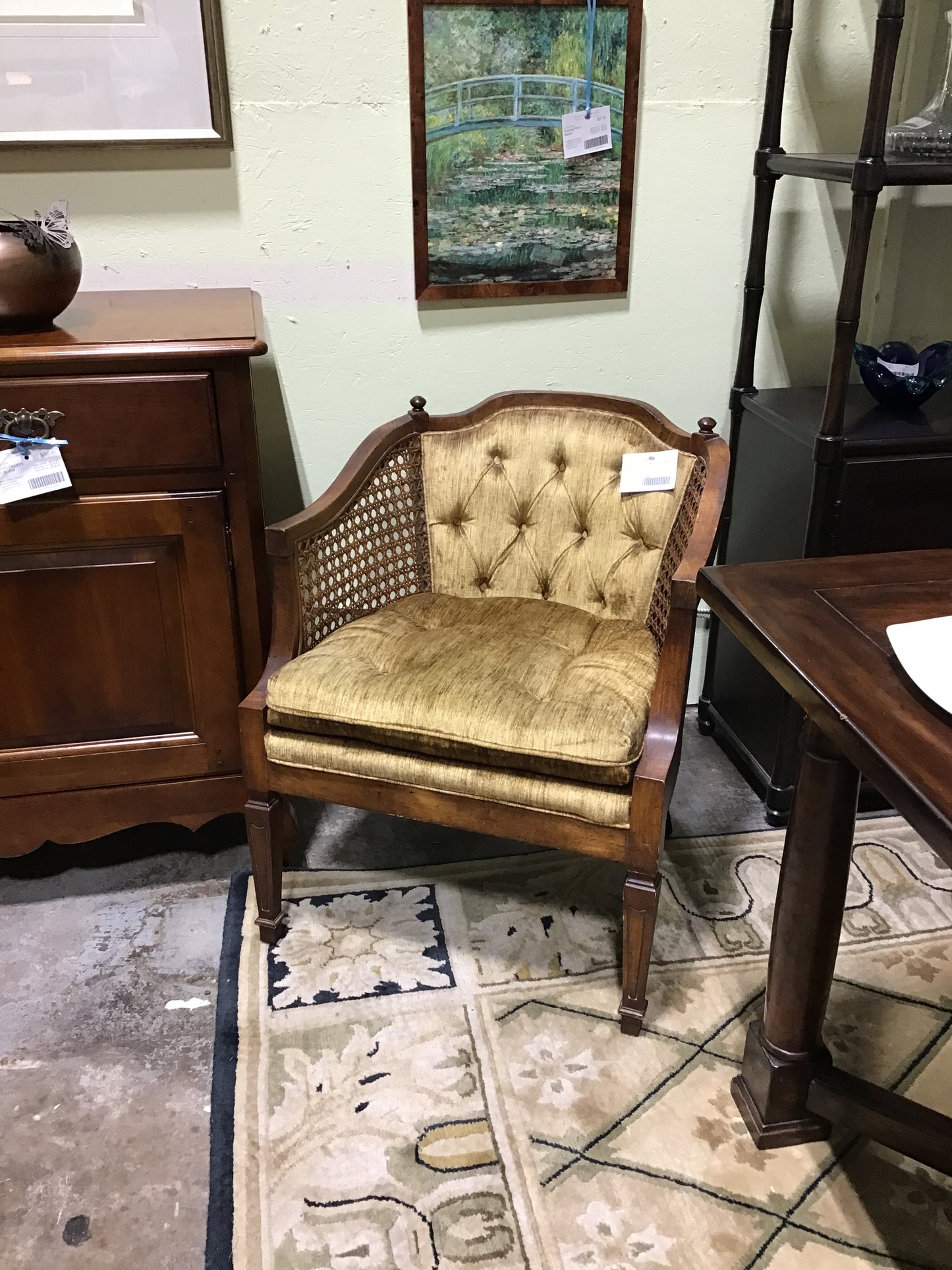 Vintage Caned Chair - Gold