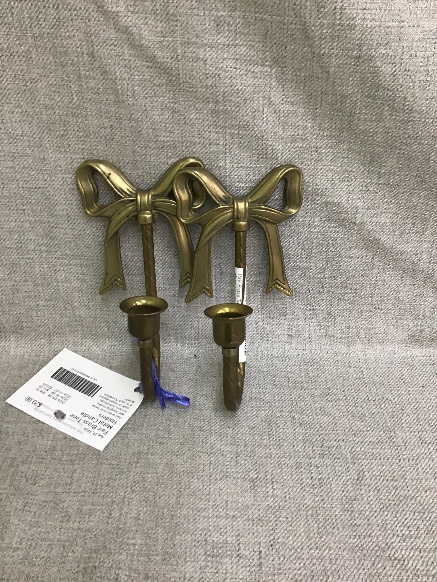 Pair Brass Tone Metal Candle Holders