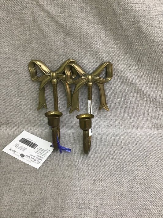 Pair Brass Tone Metal Candle Holders