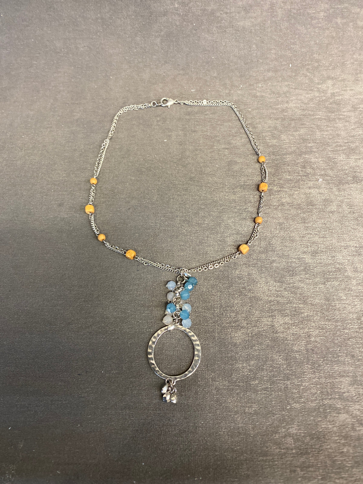 Pendant Necklace - Silver Tone Metal