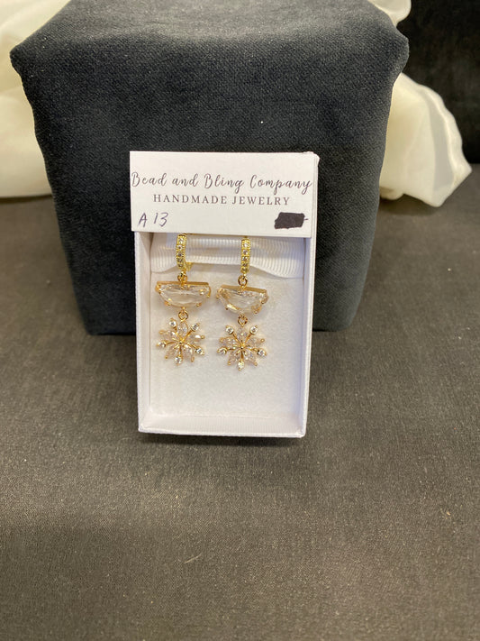 NEW! Handmade Pierced Earings - Clear Semi-Circle