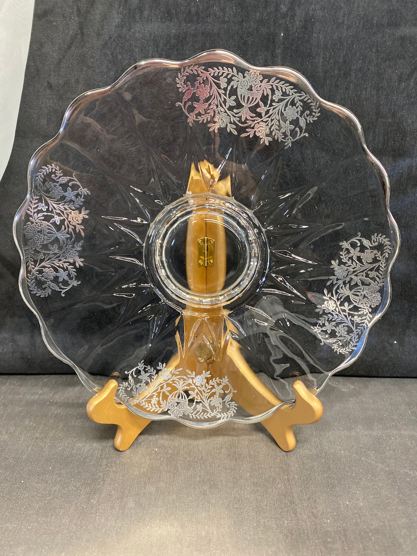 Silver Overlay Glass Footed Plate