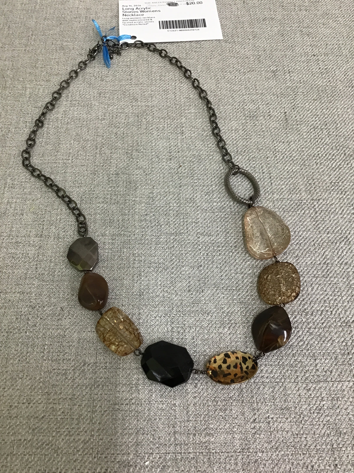 Long Acrylic Stones Womens Necklace