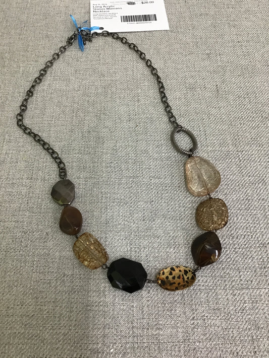 Long Acrylic Stones Womens Necklace