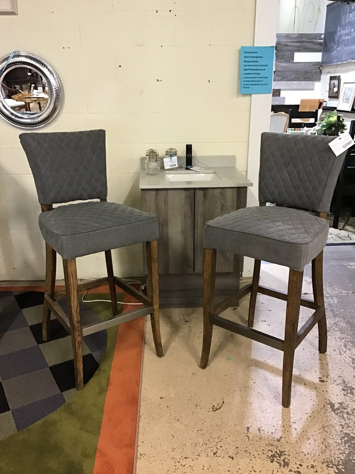 PAIR Delacora Quilted Bar Stools