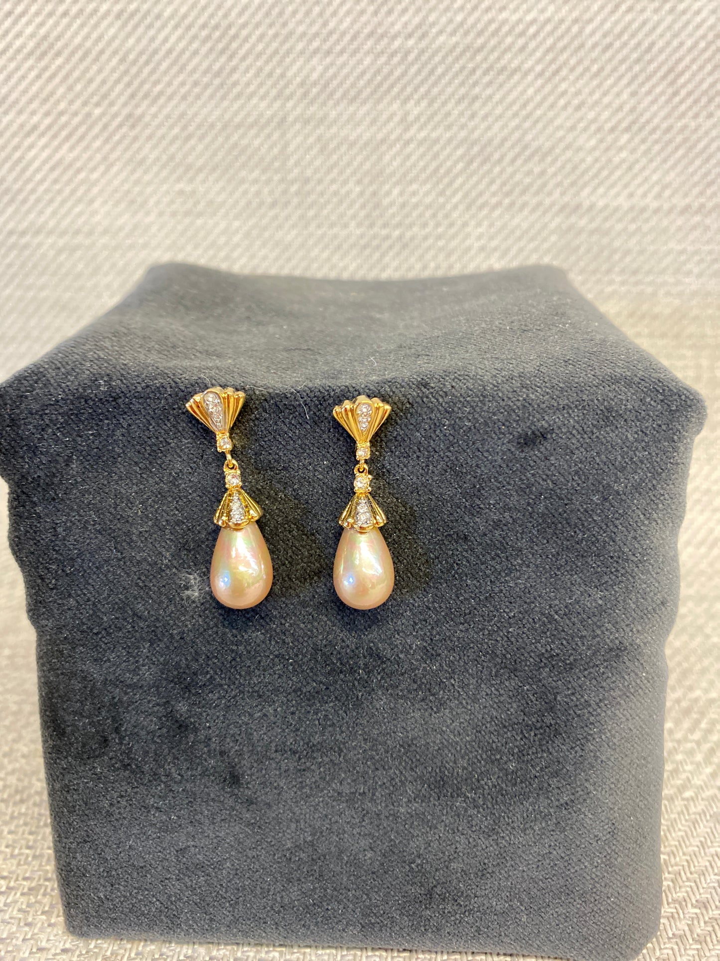 PAIR Pierced Earrings -  Pearl Drop