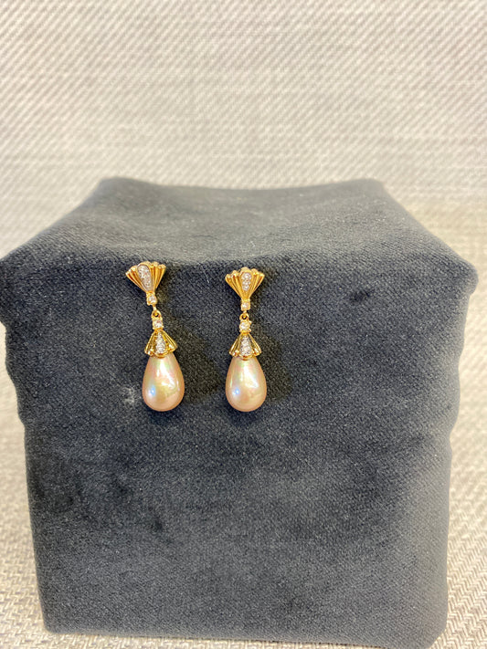 PAIR Pierced Earrings -  Pearl Drop