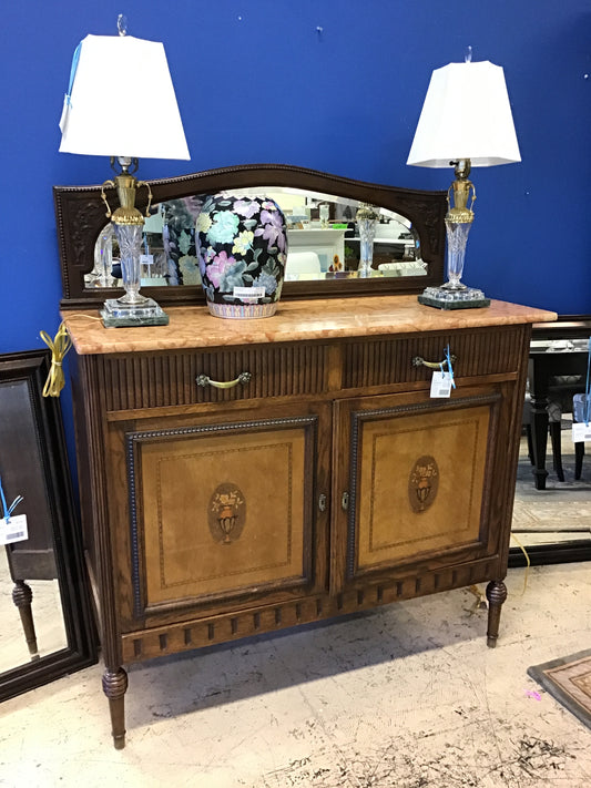 Antique Sideboard/Buffet w/Stone Top