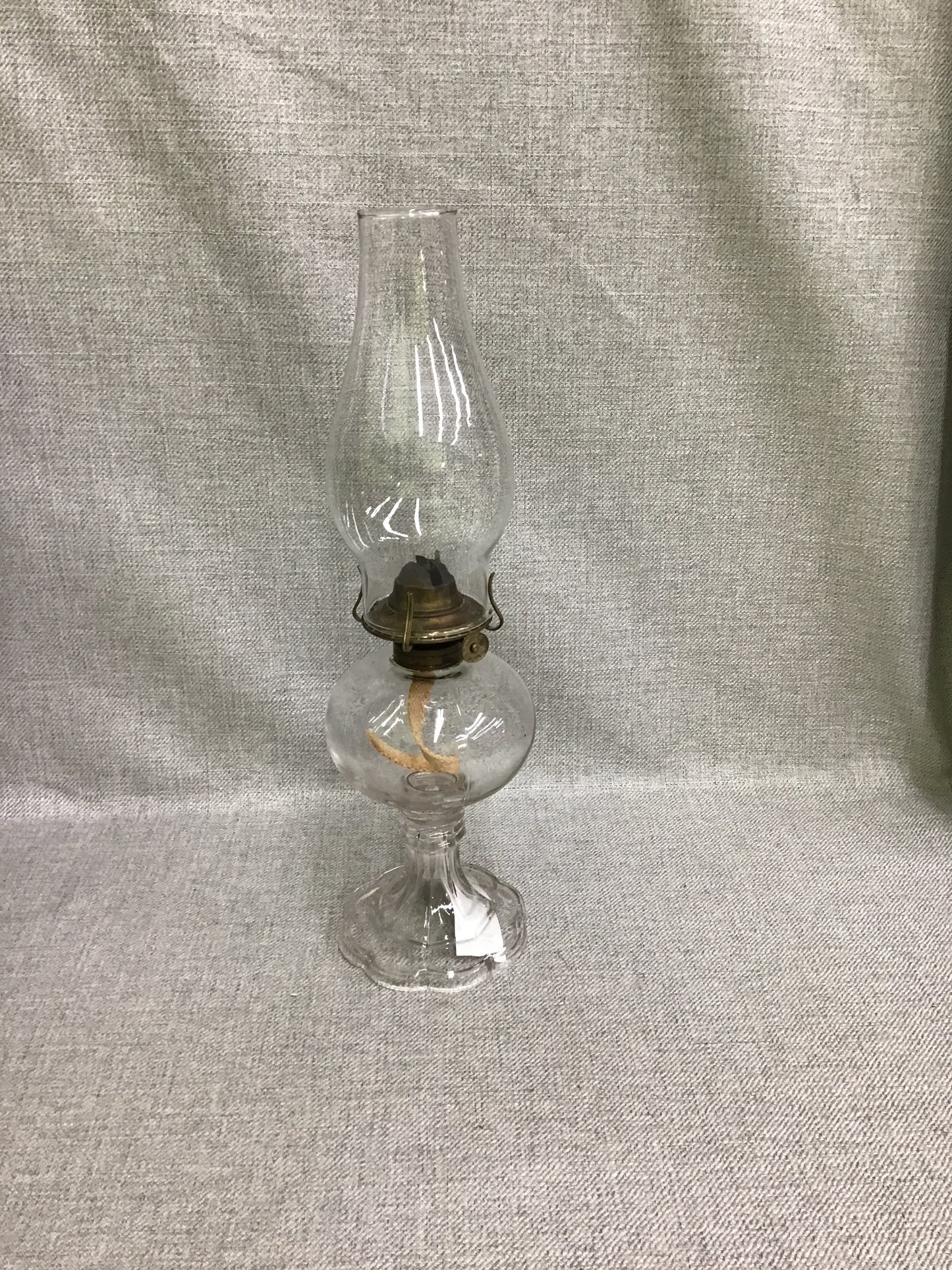 Gorgeous Vintage Clear Glass Oil Lamp- 15"h