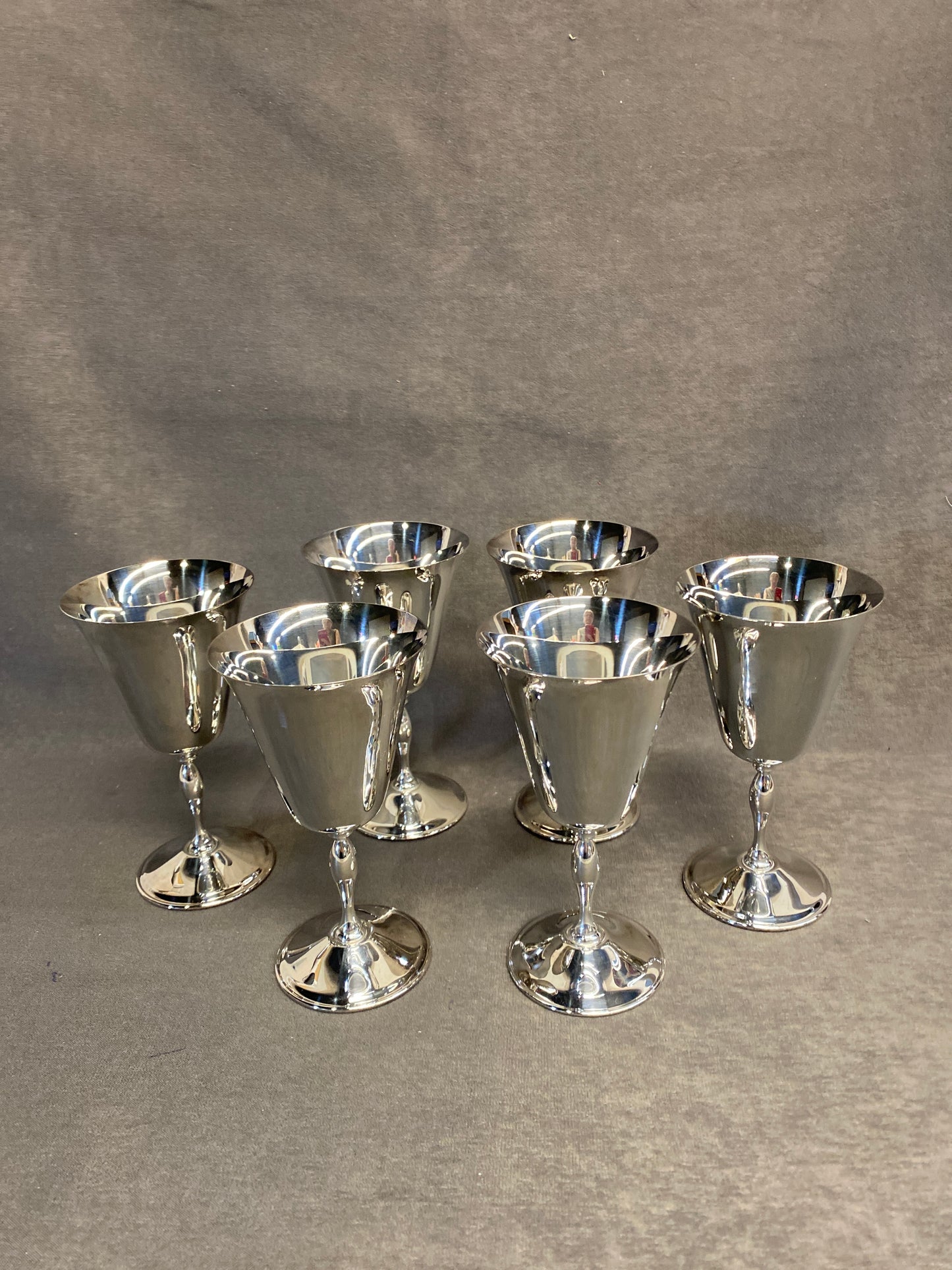 Set 6 Silverplate Wine Glasses