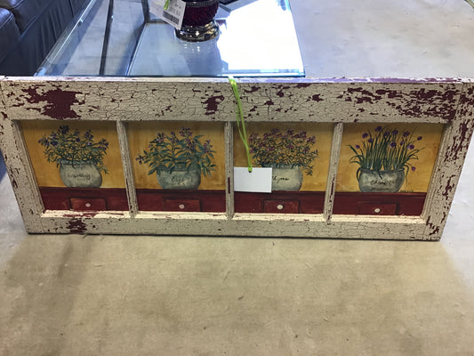 Rustic Window Pane Artwork - Herbs