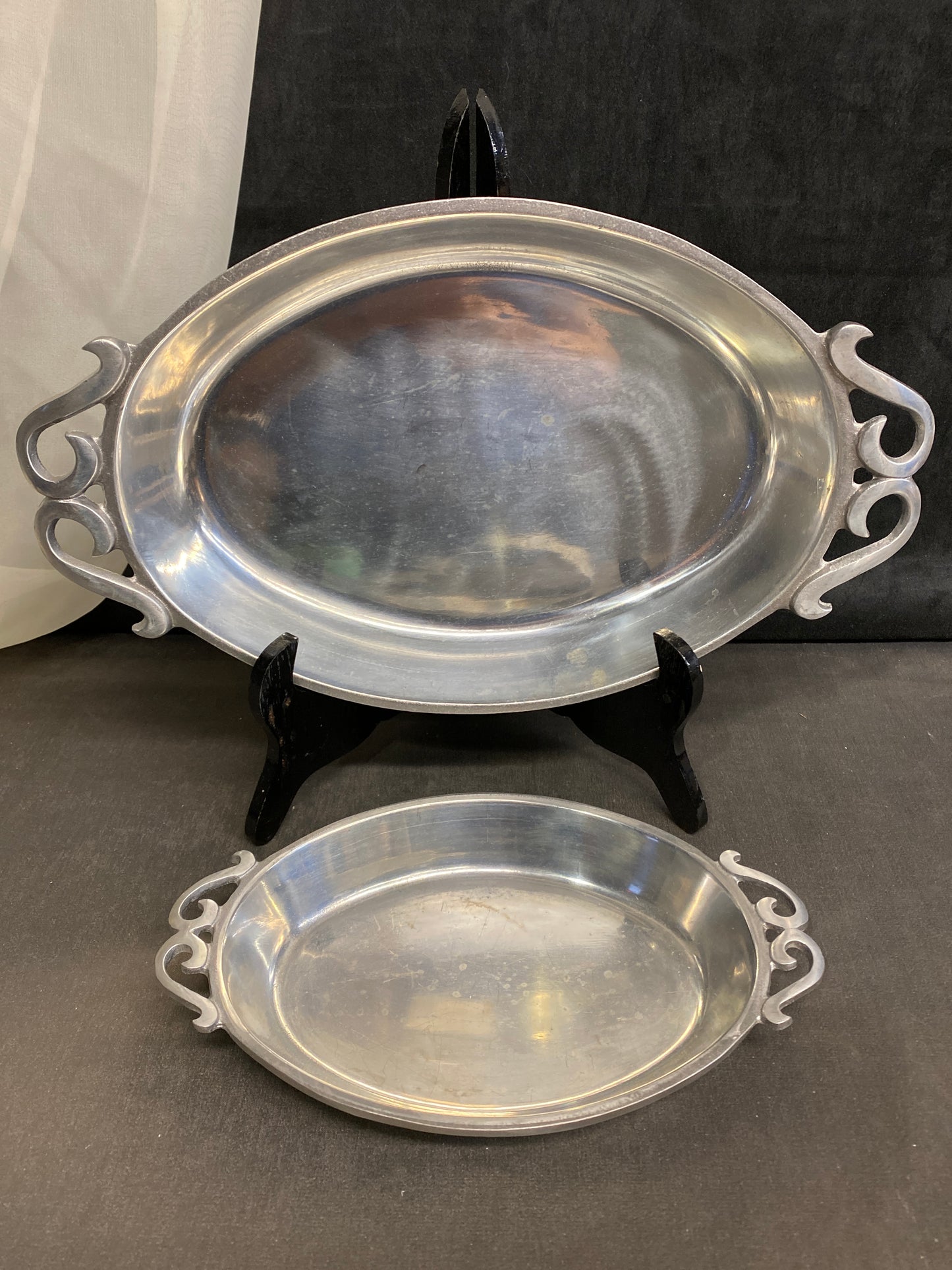 Pair Aluminum Oval Trays