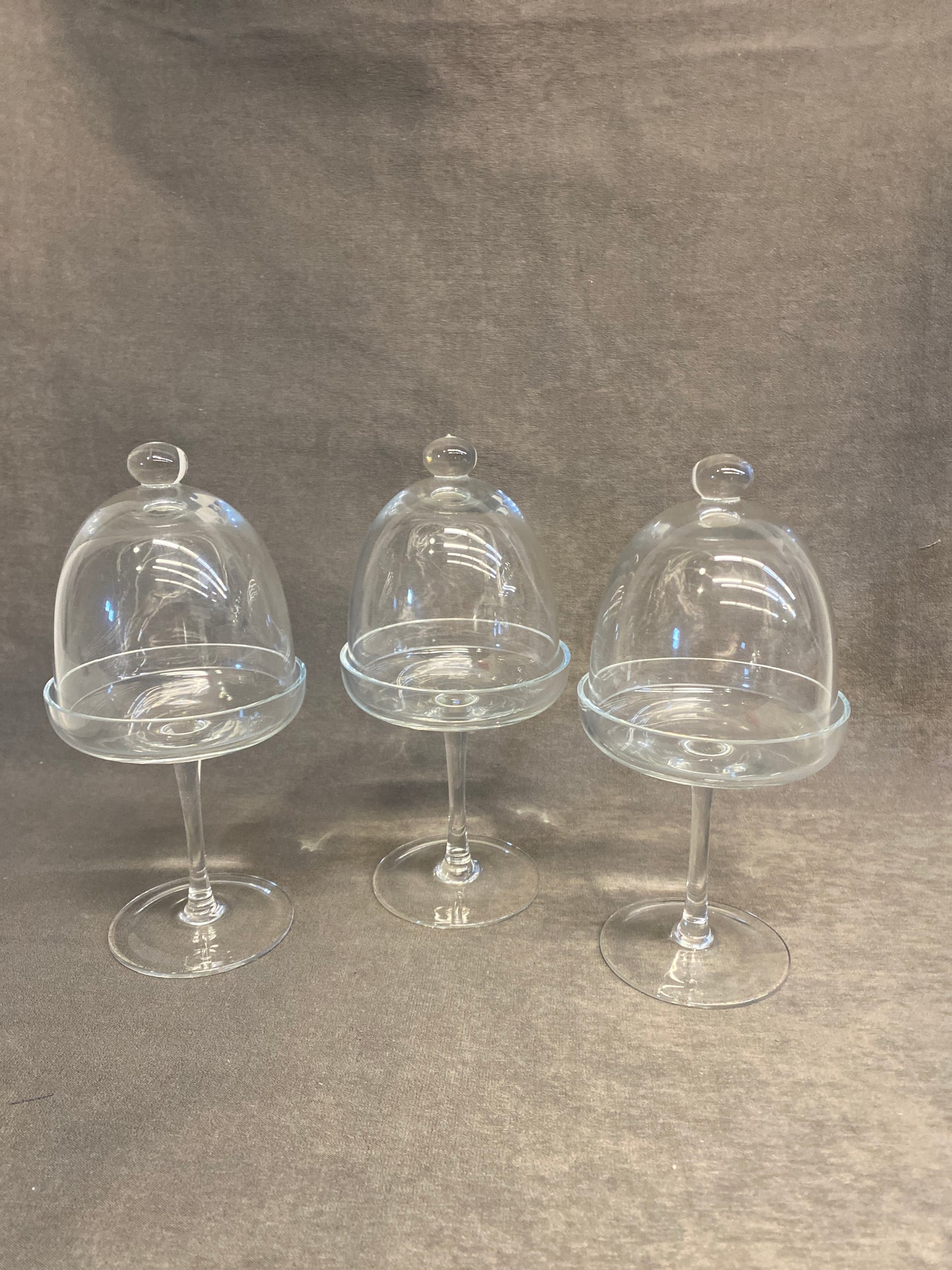 Set 3 - Glass Mini Cloche on Stand