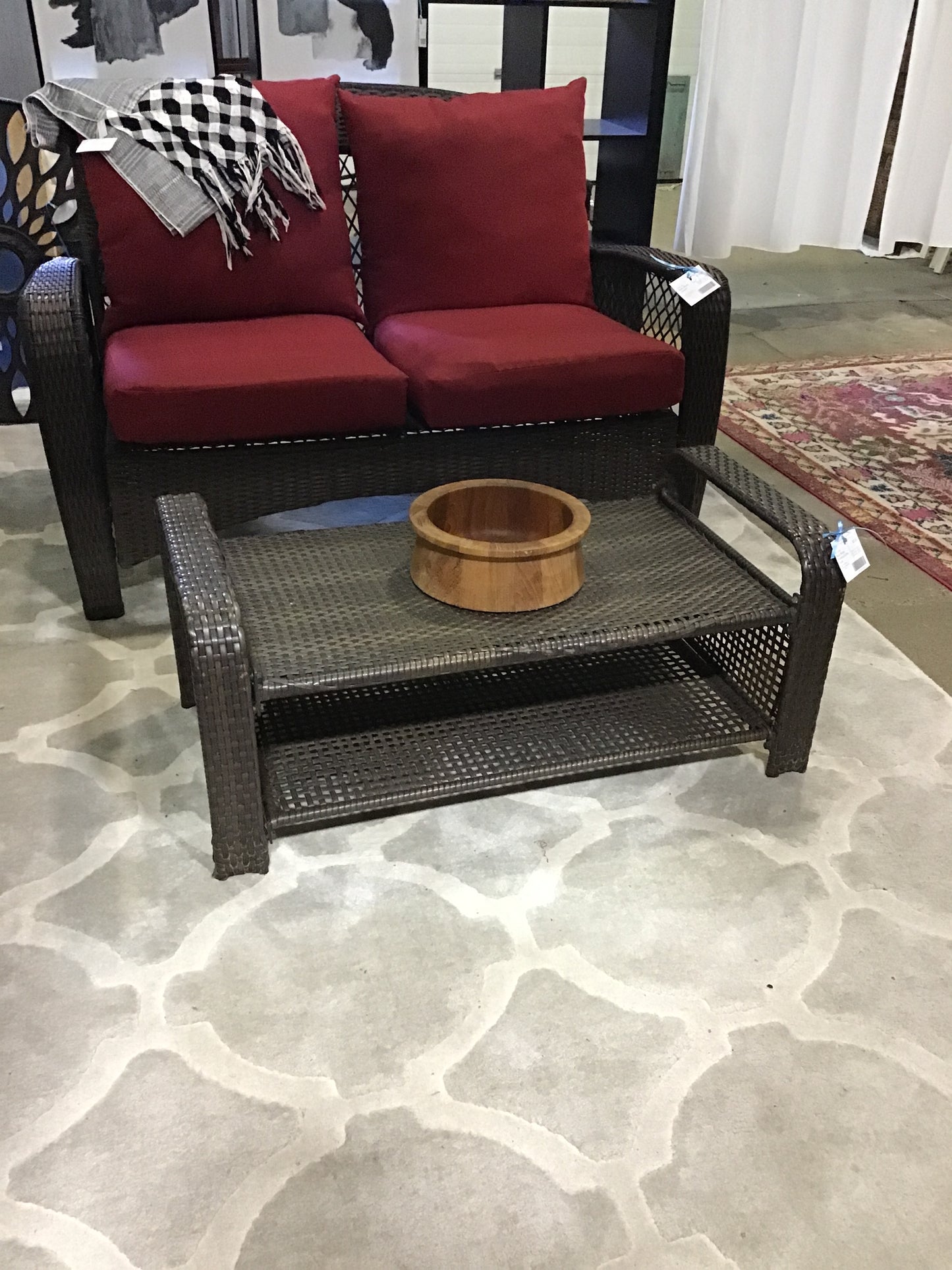 Resin Wicker Ottoman/Coffee Table