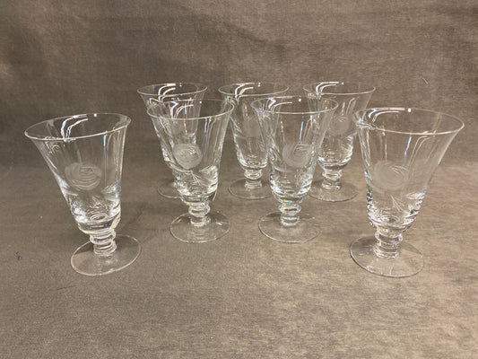 Set 7 Fostoria "Roses" Juice Glasses