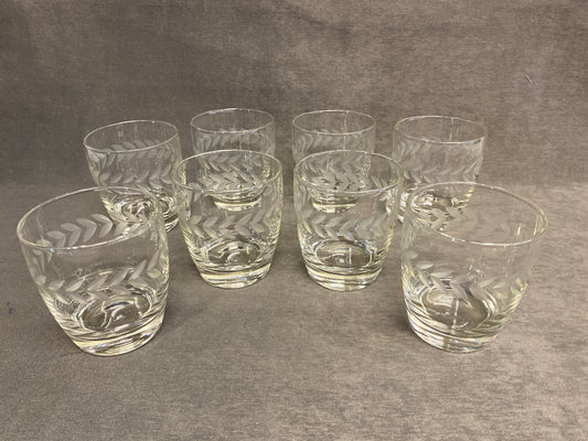 Set 8 Tiffin Laurel Wreath Rocks Glasses