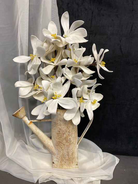 Rustic Metal Watering Can w/Florals