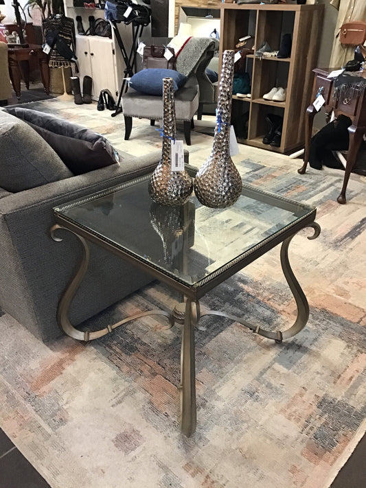 MCM Glass & Metal Side Table