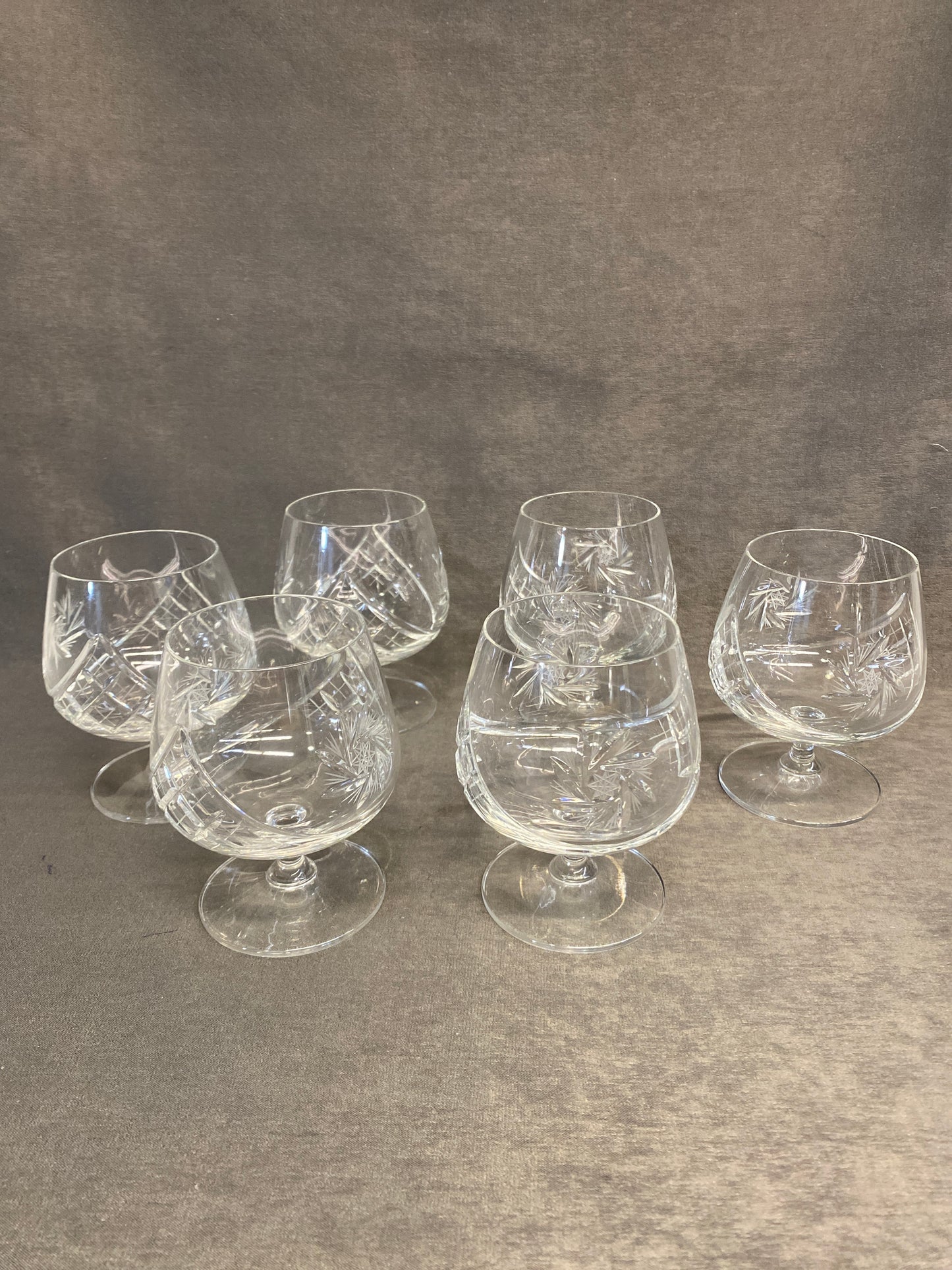 Set 6 Pinwheel Crystal Brandy Snifters