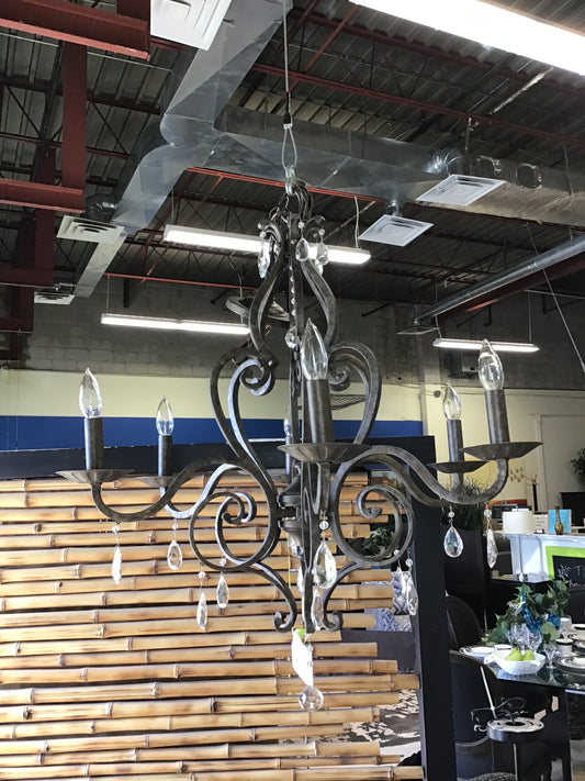 Feiss 6 Light Chandelier - Crystal Dangles