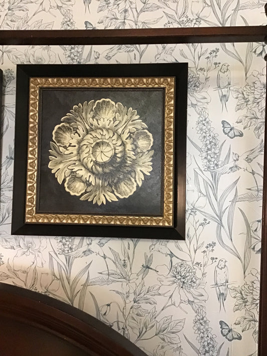 Modern Black & Tan Framed Rosette
